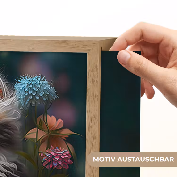 Kitten - Illustratie - Bloemen - Natuur - Kat Light Box met batterij (Wandlamp kind) middel -USP_websiteprintDE