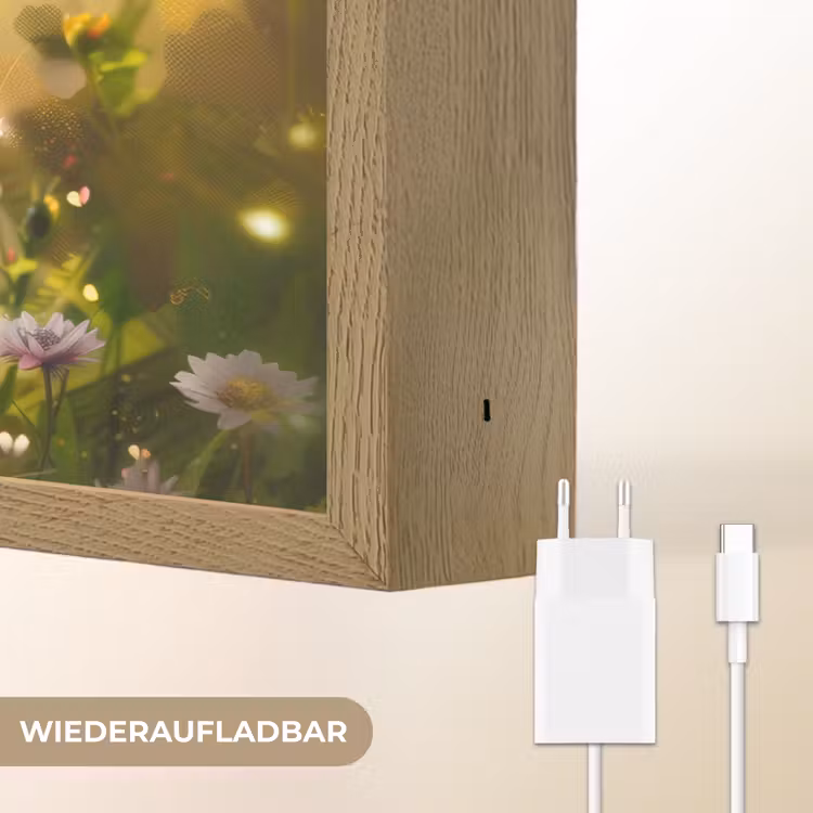 Kitten - Dier - Natuur - Bloemen Light Box met batterij (Wandlamp kind) middel -USP_websiteoplaadbaarDE