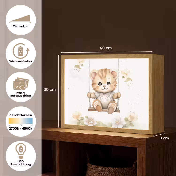 Poes - Baby - Dier - Kinderen Light Box met batterij (Wandlamp kind) middel -USP_websiteoverzichtDE