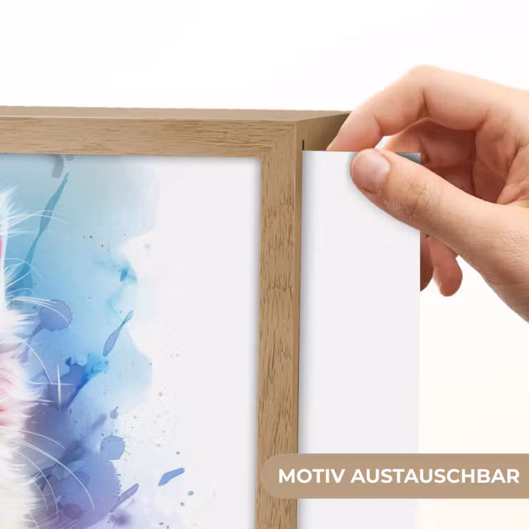Kat - Kleurrijk - Verf - Dier - Wit Light Box met batterij (Wandlamp kind) middel -USP_websiteprintDE