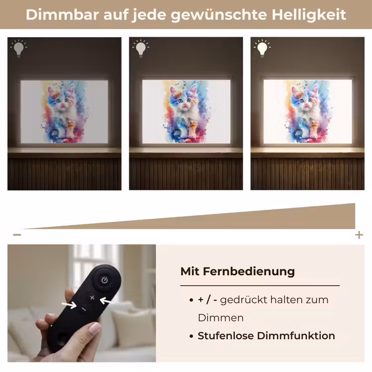Kat - Kleurrijk - Verf - Dier - Wit Light Box met batterij (Wandlamp kind) middel -USP_dimbaarDE