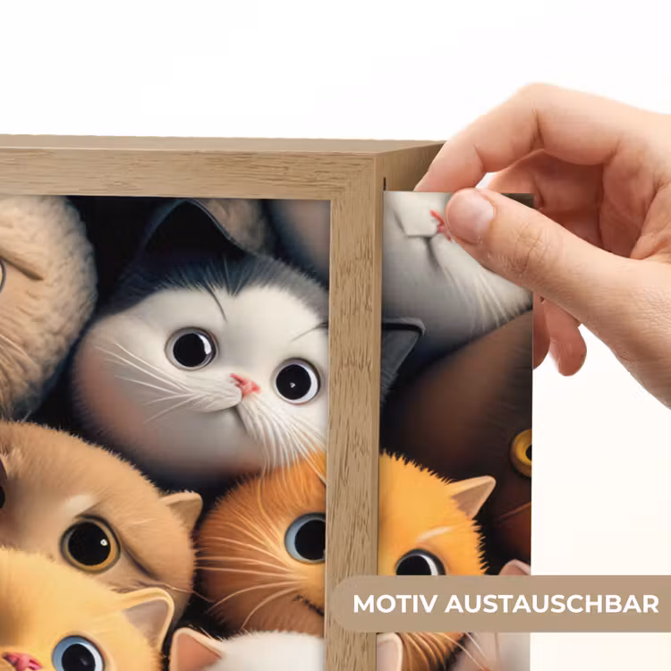 Poes - Kat - Design - Bruin - Grijs - Kids Light Box met batterij (Wandlamp kind) middel -USP_websiteprintDE