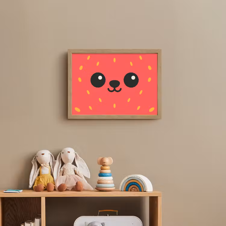 Kat - Aardbei - Cartoon Light Box met batterij (Wandlamp kind) middel -sfeer2_kind
