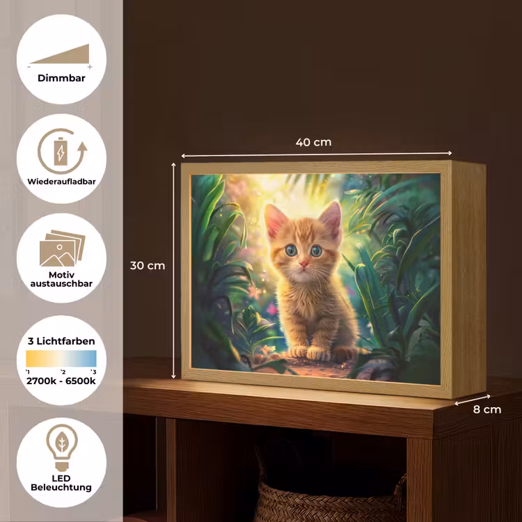 Kat - Huisdier - Natuur Light Box met batterij (Wandlamp kind) middel -USP_websiteoverzichtDE