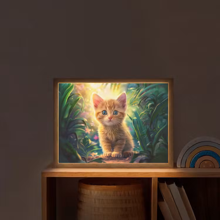 Kat - Huisdier - Natuur Light Box met batterij (Wandlamp kind) middel -sfeer1_kind