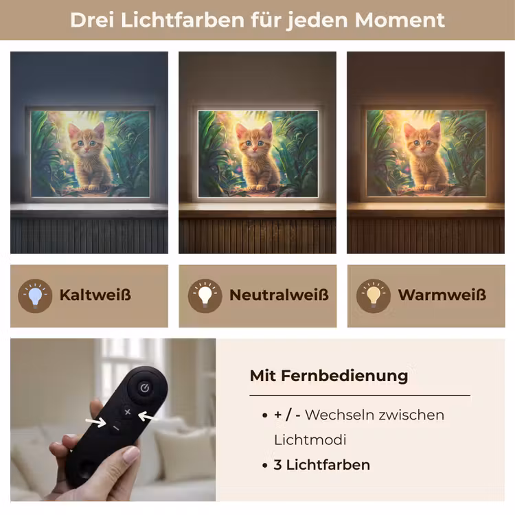 Kat - Huisdier - Natuur Light Box met batterij (Wandlamp kind) middel -USP_lichtkleurDE