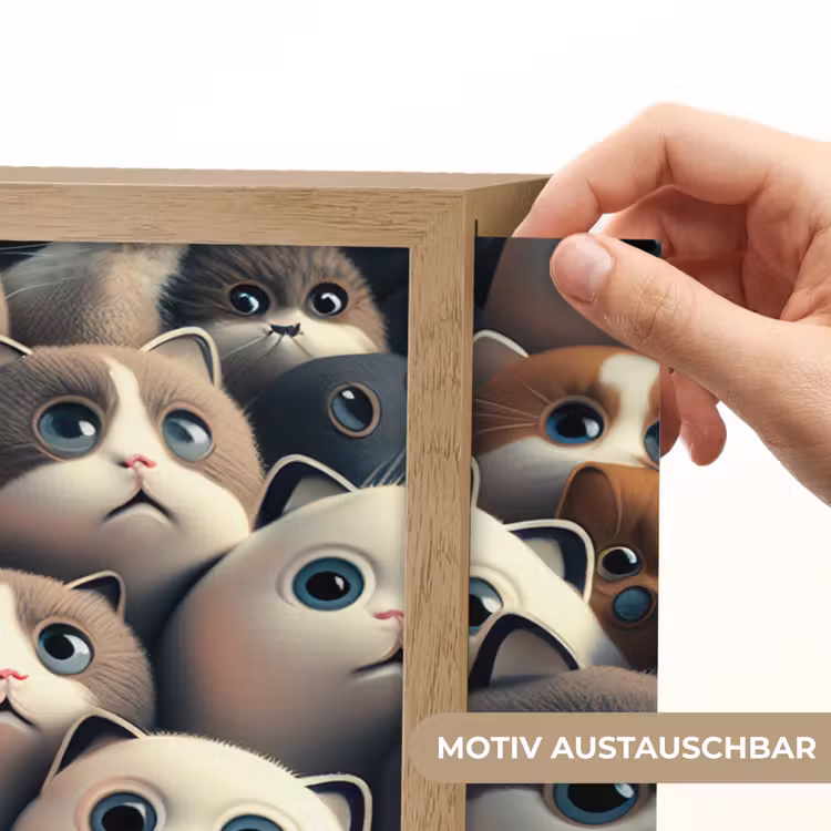 Kat - Huisdieren - Poes - Bruin - Grijs - Kinderen Light Box met batterij (Wandlamp kind) middel -USP_websiteprintDE