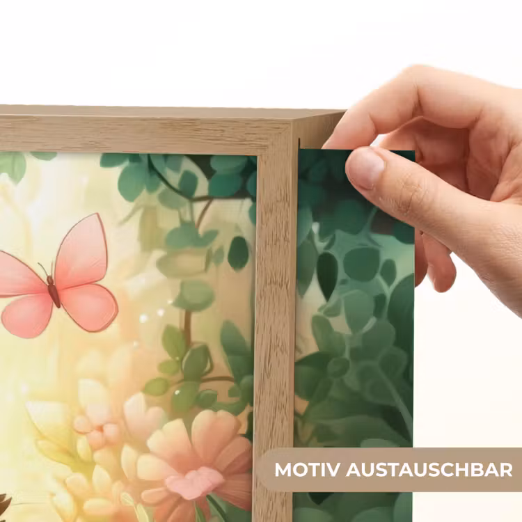 Kat - Zwart - Bos - Vlinders Light Box met batterij (Wandlamp kind) middel -USP_websiteprintDE