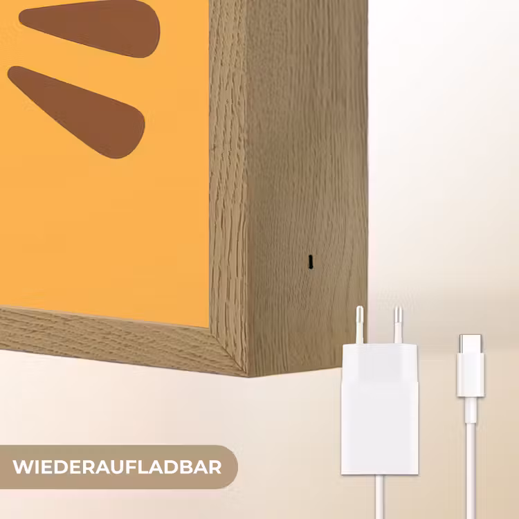 Kat - Simplistisch - Oranje - Vrolijk Light Box met batterij (Wandlamp kind) middel -USP_websiteoplaadbaarDE
