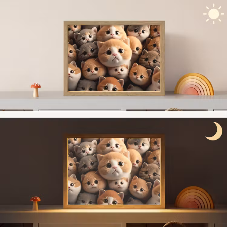 Katten - Huisdieren - Kitten - Design - Jongens - Meisjes Light Box met batterij (Wandlamp kind) middel -sfeer3_kind