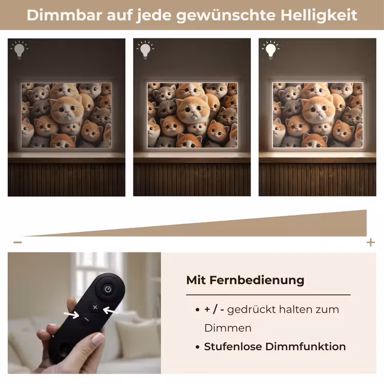 Katten - Huisdieren - Kitten - Design - Jongens - Meisjes Light Box met batterij (Wandlamp kind) middel -USP_dimbaarDE