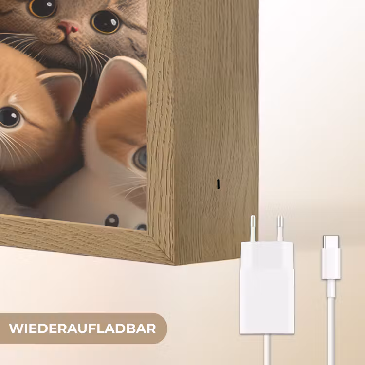 Katten - Huisdieren - Kitten - Design - Jongens - Meisjes Light Box met batterij (Wandlamp kind) middel -USP_websiteoplaadbaarDE