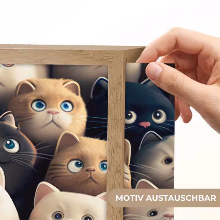Katten - Dieren - Poes - Design - Meiden - Jongens Light Box met batterij (Wandlamp kind) middel -USP_websiteprintDE
