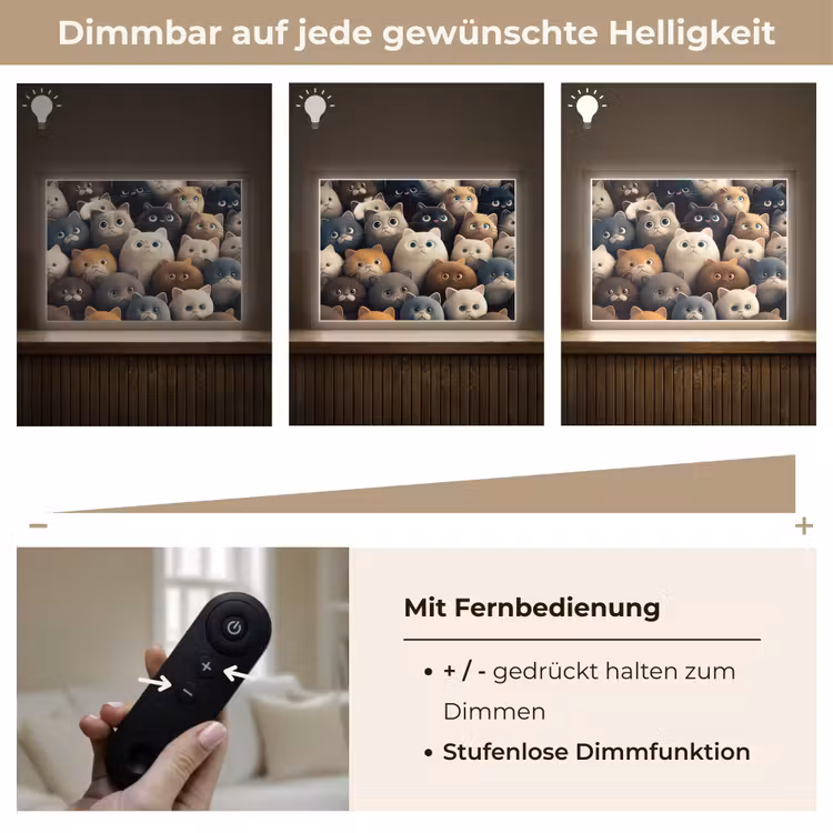 Katten - Dieren - Poes - Design - Meiden - Jongens Light Box met batterij (Wandlamp kind) middel -USP_dimbaarDE