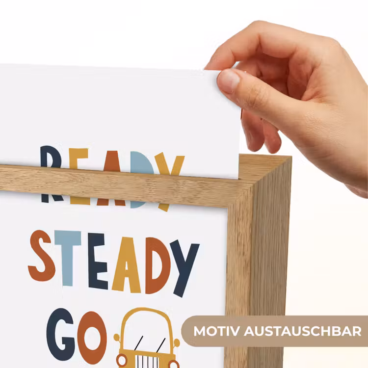 Kinderen - Auto - Wit - Quote - Ready Steady GO Light Box met kabel (Wandlamp kind) klein -USP_websiteprintDE