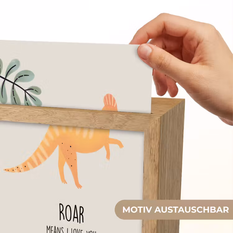 Kinderen - Dino - Beige - Quote - Roar, I love you Light Box met kabel (Wandlamp kind) klein -USP_websiteprintDE