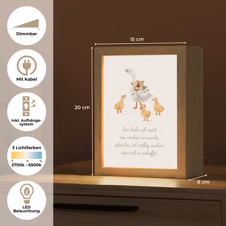 Kinderen - Ganzen - Beige - Quote - Boerderij Light Box met kabel (Wandlamp kind) klein -USP_overzichtDE