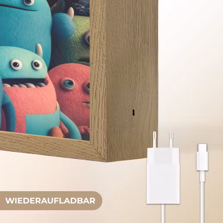 Kids - Monster - Regenboog - Design - Meiden - Jongens Light Box met batterij (Wandlamp kind) middel -USP_websiteoplaadbaarDE