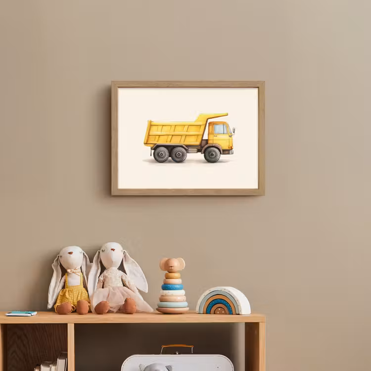 Kiepwagen - Geel - Illustratie Light Box met batterij (Wandlamp kind) middel -sfeer2_kind