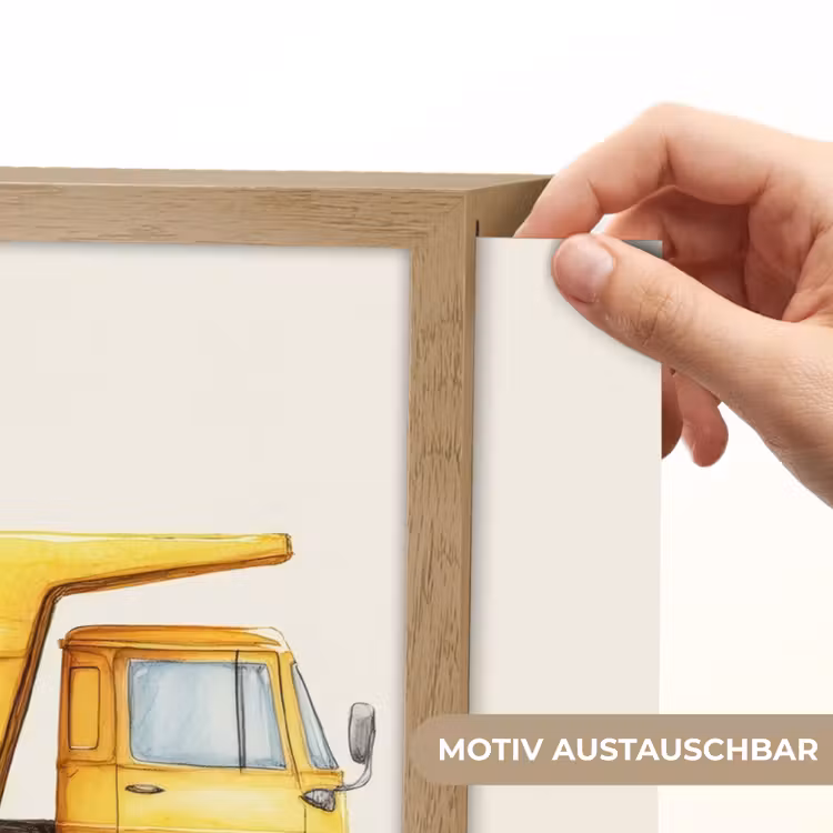 Kiepwagen - Geel - Illustratie Light Box met batterij (Wandlamp kind) middel -USP_websiteprintDE