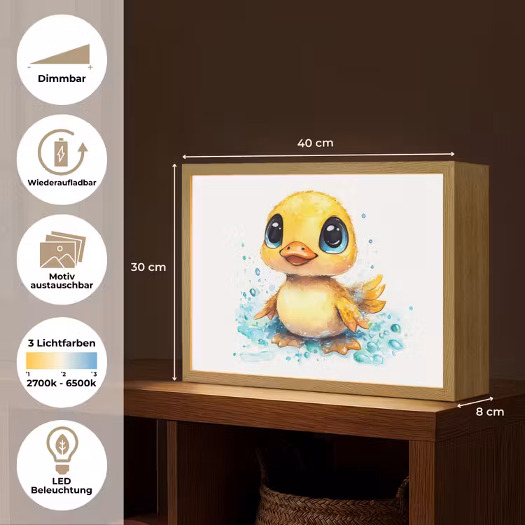 Eendje - Badeend - Geel Light Box met batterij (Wandlamp kind) middel -USP_websiteoverzichtDE