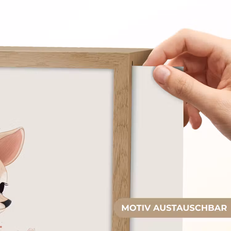 Hertje - Minimalistisch - Aquarel - Bladeren Light Box met batterij (Wandlamp kind) middel -USP_websiteprintDE
