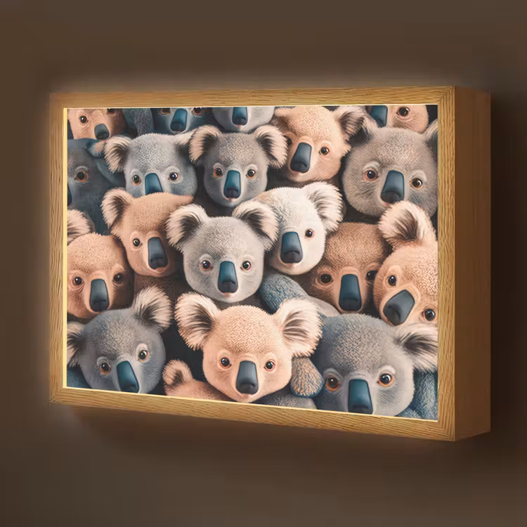 Koala - Dieren - Patronen - Grijs - Bruin - Kinderen Light Box met batterij (Wandlamp kind) middel -z3d_website