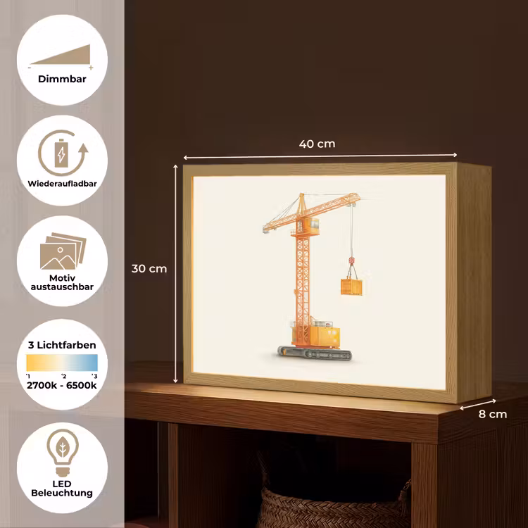 Kraan - Oranje - Scheepscontainer Light Box met batterij (Wandlamp kind) middel -USP_websiteoverzichtDE
