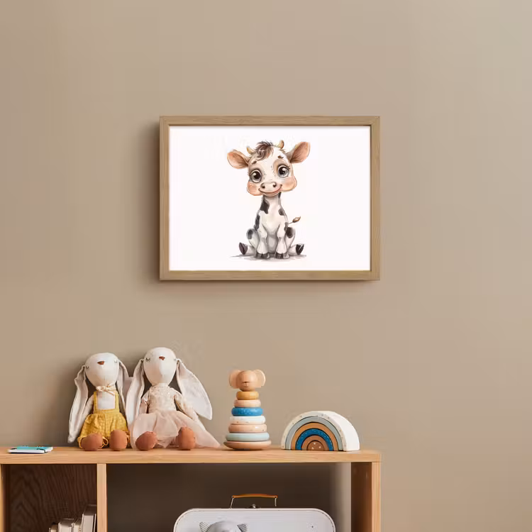 Koe - Baby dier - Boerderij dieren Light Box met batterij (Wandlamp kind) middel -sfeer2_kind