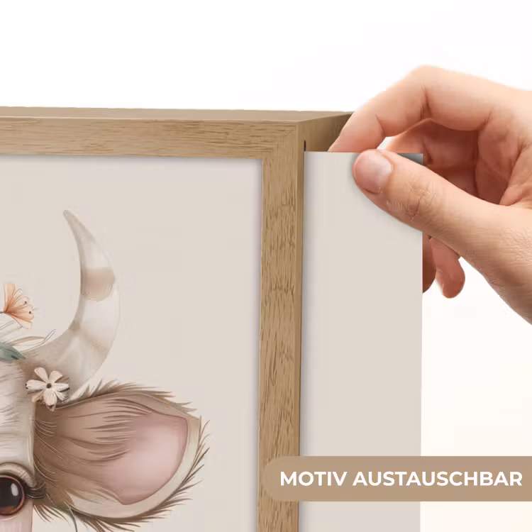 Koe - Bohemian - Kalfje - Bloemen Light Box met batterij (Wandlamp kind) middel -USP_websiteprintDE