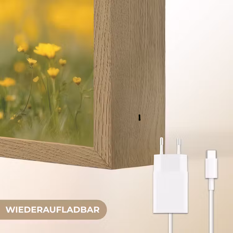 Lammetje - Gras - Bloemen - Geel Light Box met batterij (Wandlamp kind) middel -USP_websiteoplaadbaarDE