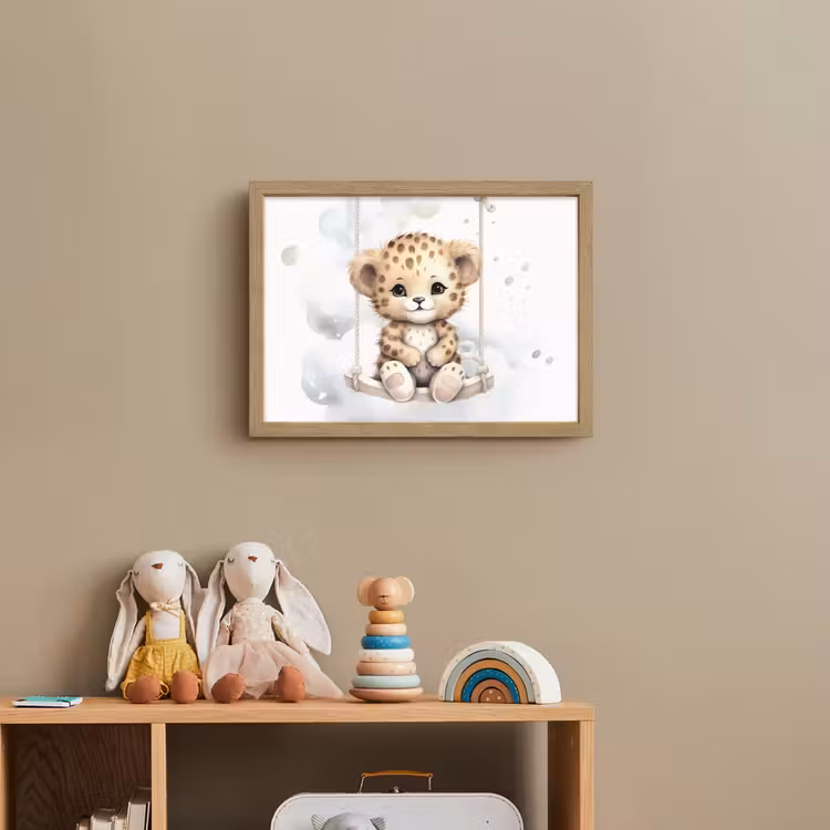 Luipaard - Dier - Kinderen Light Box met batterij (Wandlamp kind) middel -sfeer2_kind