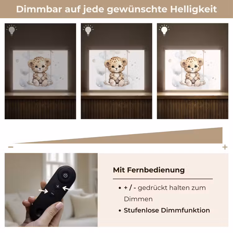 Luipaard - Dier - Kinderen Light Box met batterij (Wandlamp kind) middel -USP_dimbaarDE