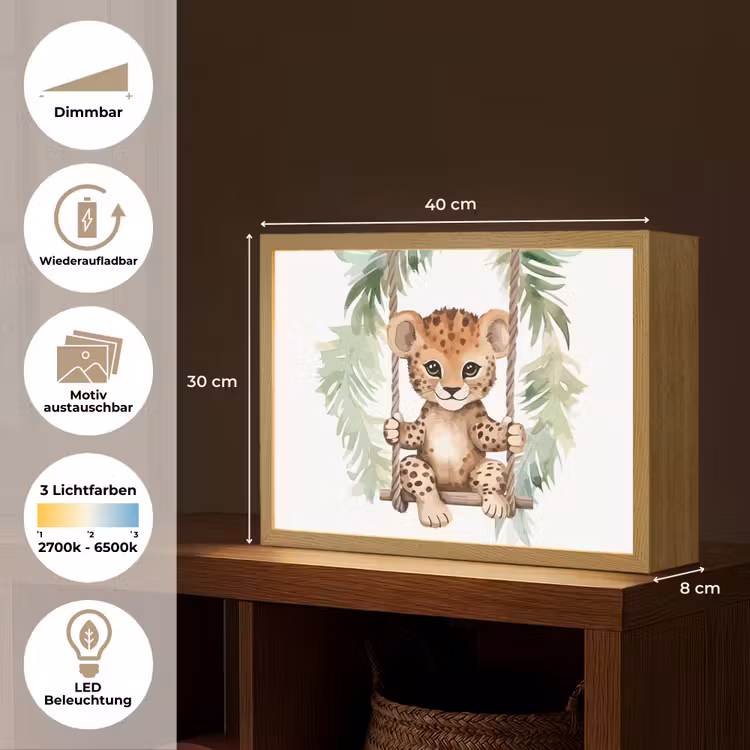 Luipaard - Dier - Kinderen - Jungle Light Box met batterij (Wandlamp kind) middel -USP_websiteoverzichtDE