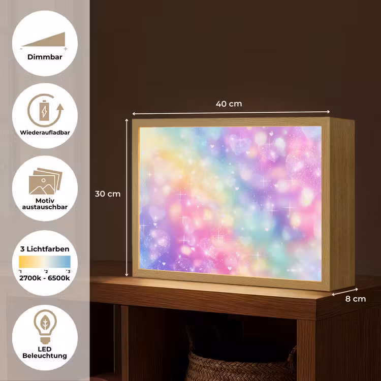 Licht - Regenboog - Hartjes Light Box met batterij (Wandlamp kind) middel -USP_websiteoverzichtDE