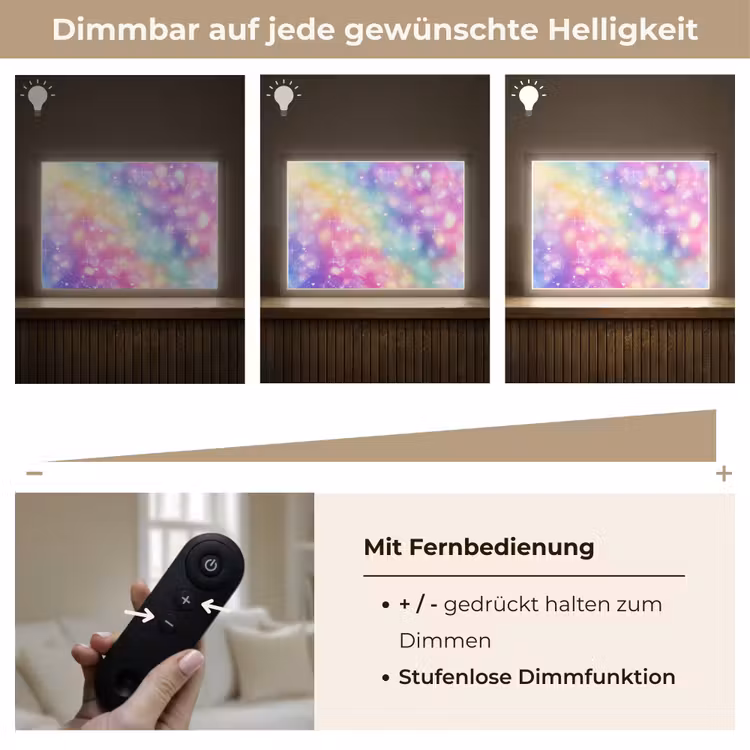 Licht - Regenboog - Hartjes Light Box met batterij (Wandlamp kind) middel -USP_dimbaarDE