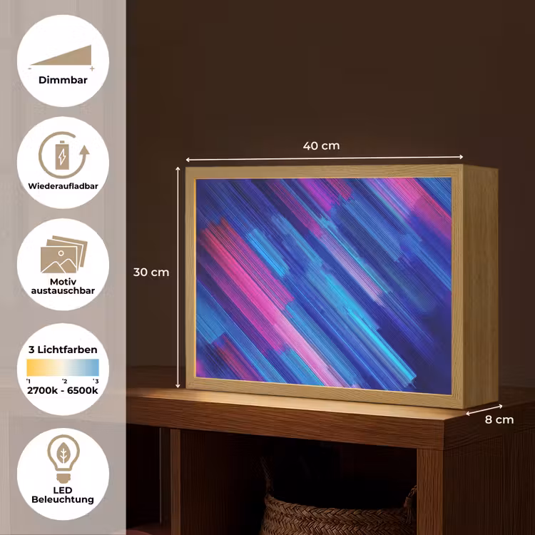 Lijnen - Abstract - Patroon - Donkerblauw Light Box met batterij (Wandlamp kind) middel -USP_websiteoverzichtDE