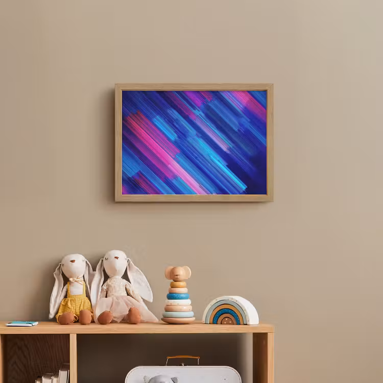 Lijnen - Abstract - Patroon - Donkerblauw Light Box met batterij (Wandlamp kind) middel -sfeer2_kind