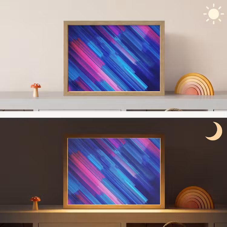 Lijnen - Abstract - Patroon - Donkerblauw Light Box met batterij (Wandlamp kind) middel -sfeer3_kind