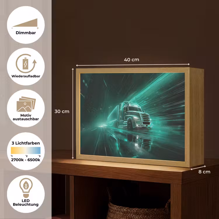 Vrachtwagen - Snelheid - Groen - Neon Light Box met batterij (Wandlamp kind) middel -USP_websiteoverzichtDE