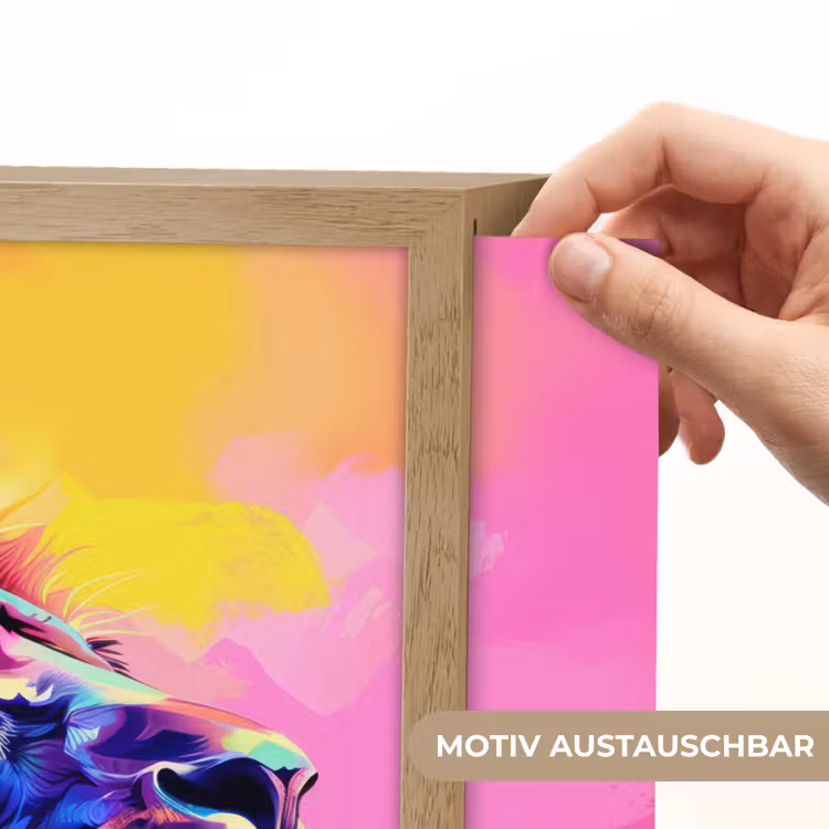 Leeuw - Verf- Kleuren - Dier Light Box met batterij (Wandlamp kind) middel -USP_websiteprintDE