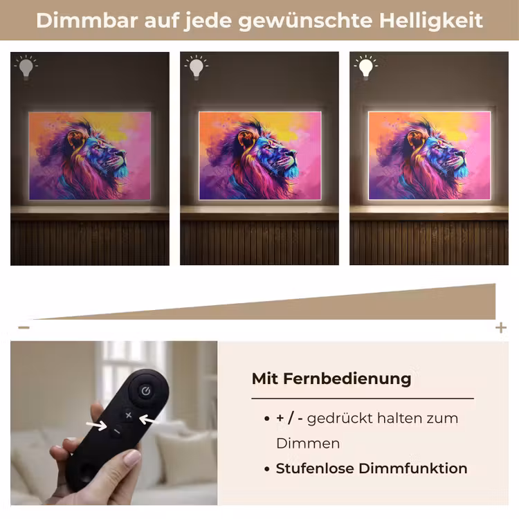 Leeuw - Verf- Kleuren - Dier Light Box met batterij (Wandlamp kind) middel -USP_dimbaarDE
