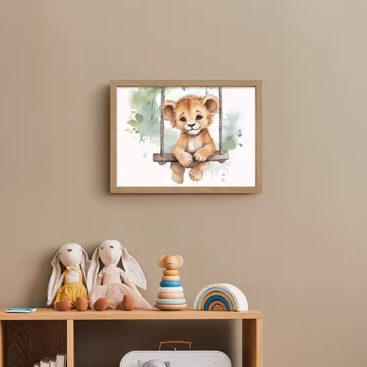 Leeuw - Dier - Kinderen - Jungle Light Box met batterij (Wandlamp kind) middel -sfeer2_kind