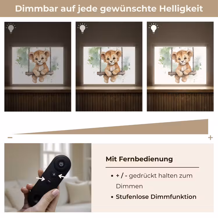 Leeuw - Dier - Kinderen - Jungle Light Box met batterij (Wandlamp kind) middel -USP_dimbaarDE