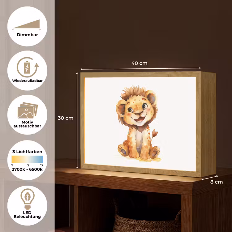 Leeuw - Baby dier Light Box met batterij (Wandlamp kind) middel -USP_websiteoverzichtDE