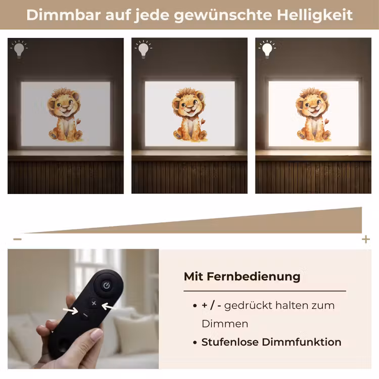 Leeuw - Baby dier Light Box met batterij (Wandlamp kind) middel -USP_dimbaarDE