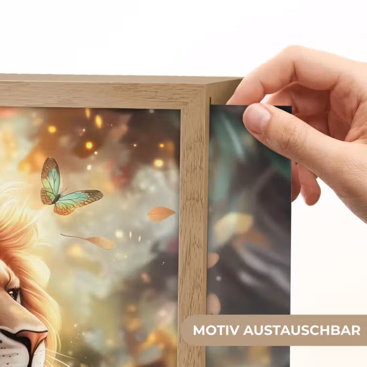 Leeuw - Dieren - Bloemen - Jungle Light Box met batterij (Wandlamp kind) middel -USP_websiteprintDE