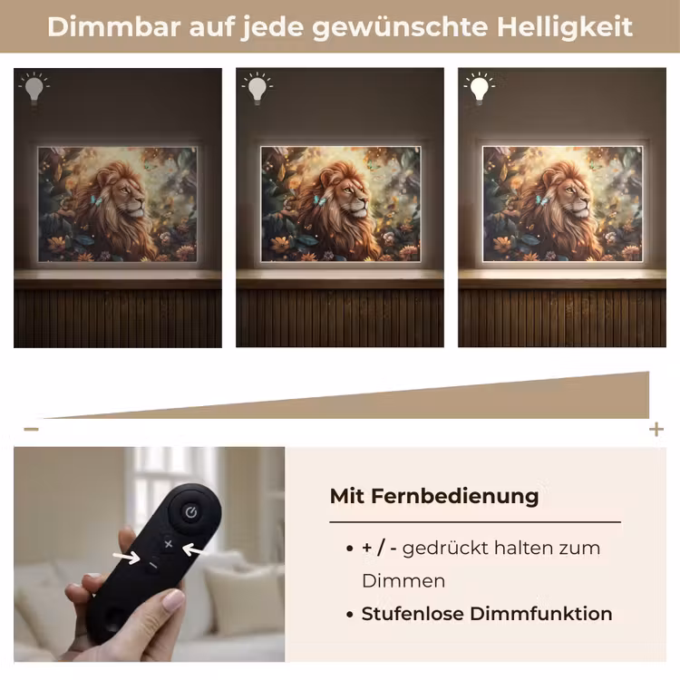 Leeuw - Dieren - Bloemen - Jungle Light Box met batterij (Wandlamp kind) middel -USP_dimbaarDE