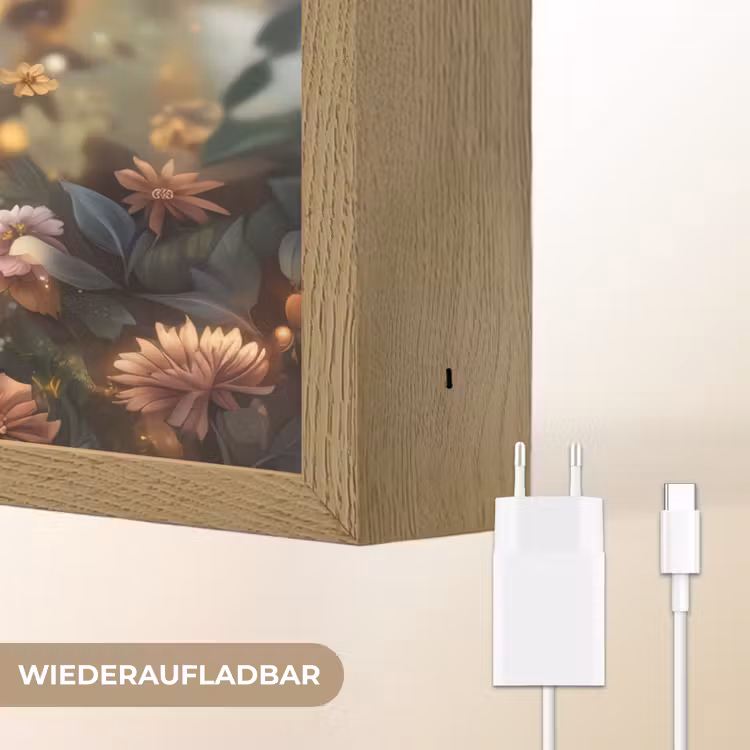 Leeuw - Dieren - Bloemen - Jungle Light Box met batterij (Wandlamp kind) middel -USP_websiteoplaadbaarDE