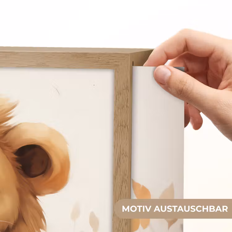 Leeuw - Dieren - Kinderen - Bruin - Meisje Light Box met batterij (Wandlamp kind) middel -USP_websiteprintDE